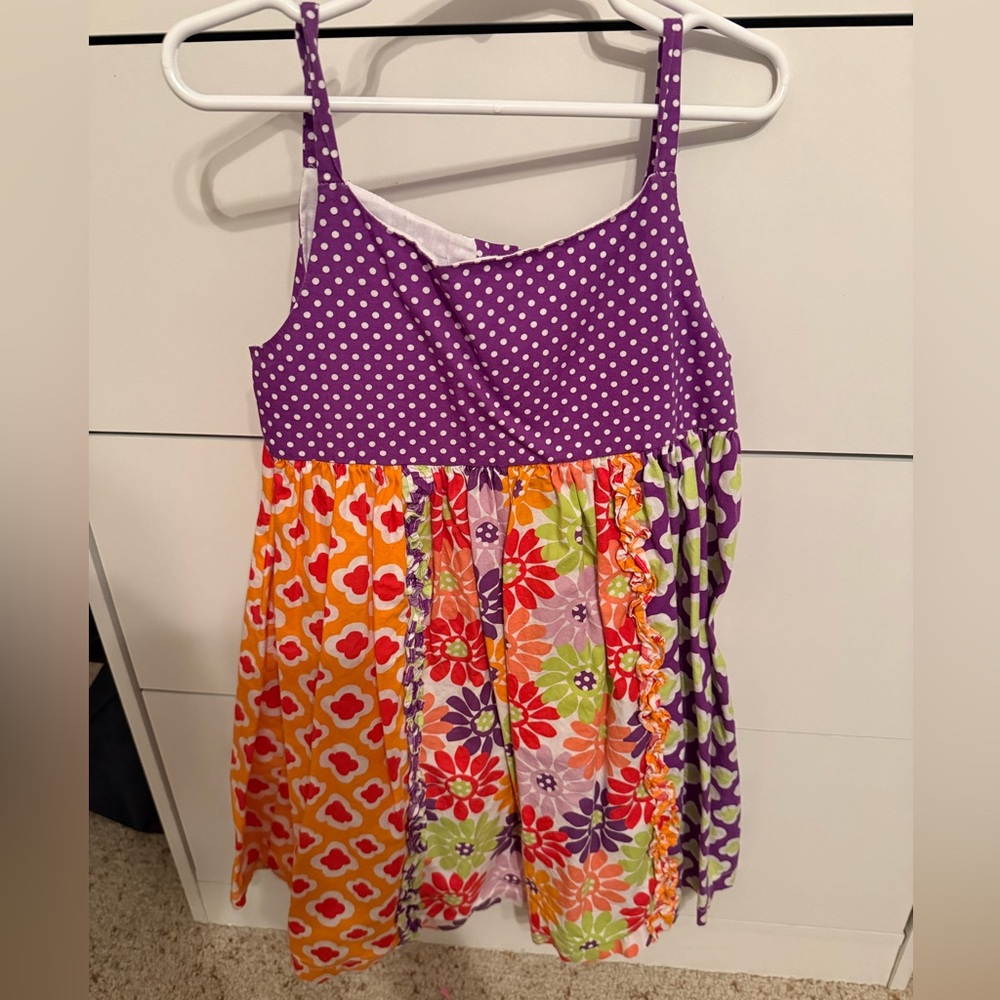 Bonnie Jean Girls Purple Polka Dot and Floral Dress